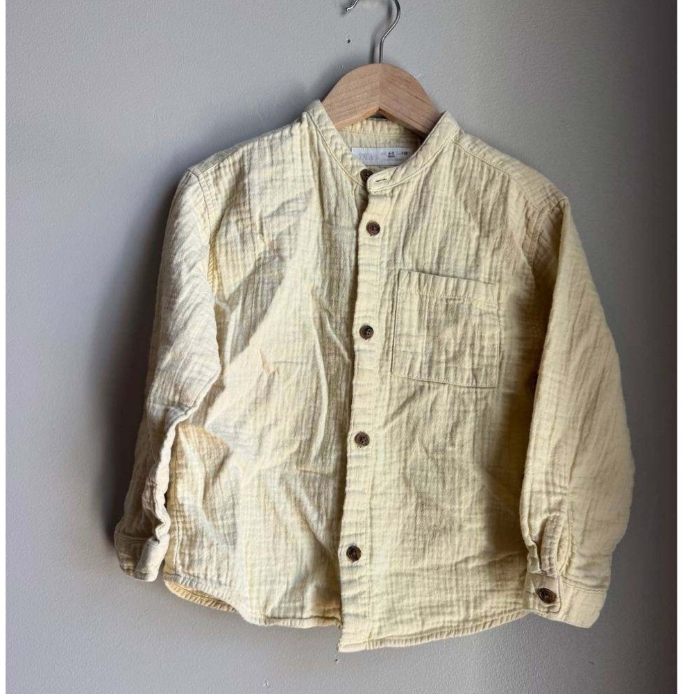 Zara Butter Yellow Collar Button Up Shirt 4T Boho Euro Summer Y2K Scandi Baby